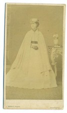 A78-CDV ALBUMIN carte de visite Lady gloves cap dress flowers Barritt Colchester