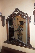 Specchiera Barocco  in masso di Mogano