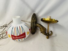 Vecchio mappamondo vintage anni '50 Budweiser Bowtie parete bar ottone lampada birra pubblicità