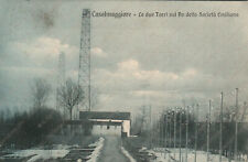 1910 CASALMAGGIORE Le due Torri sul Po Società Emiliana Cremona RARA Cartolina