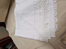 Lenzuolo canapa matrimoniale orlo giorno pizzo Hemp Bed Sheet 208x268+7 B29^