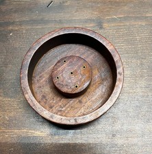 Portaincenso in legno tornito artigianale design vintage con fori per bastoncini