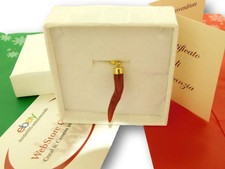 Corno Corallo in Ciondolo e Portafortuna di Oro 18 kt da 750 Pendente Cornetto