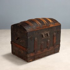 Forziere Eclettico Antico Abete Pioppo Lamierino Italia XX Secolo Originale