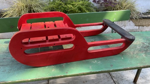 Slitta neve legno rossa - da,