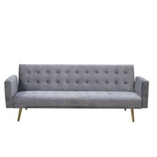 CRIBEL Divano Letto 3 Posti in Velluto, 191x80/96x74/39 cm, Grigio