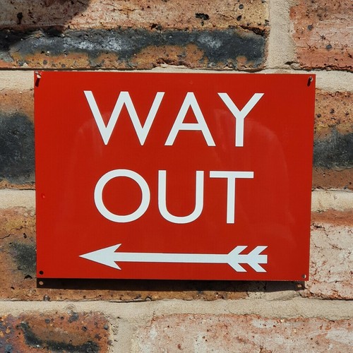 Way out red left arrow - way,