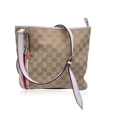 Autentica borsa a tracolla Gucci beige monogramma tela Joliecoeur messenger