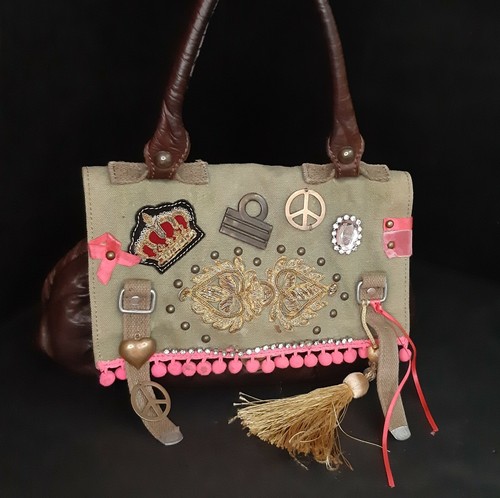 Borsa mano pelle e - e, tela