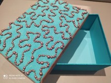 SCATOLA porta gioie con coperchio Artigianato decorata a mano con perline