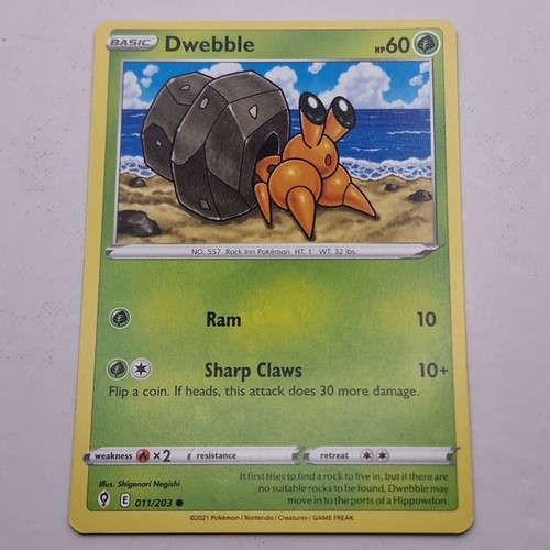 Carta pokémon dwebble - carta, 011/203