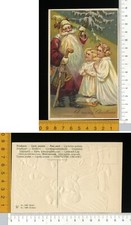 V3603] BABBO NATALE ST NICOLAS CON BARBA LUNGA E BAMBINE VICINO - RILIEVO