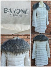 Piumino donna BARONE Firenze giacca cappotto 44 bianco Pelliccia Volpe vintage 