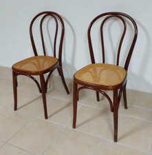 N.2 sedie Calligaris, seduta in paglia di Vienna, legno di faggio a tinta scura