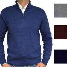 Maglione Maglia Uomo Lana E Cashmere Invernale Con Zip Maglioncino Manica Lunga