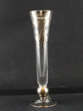 PREZIOSO VETRO D'ARTE MURANO VASO A FLUTE CON DECORO IN ARGENTO