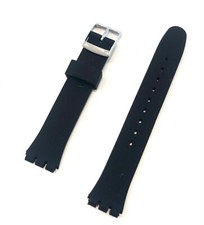Cinturino RICAMBIO Orologio SWATCH Uomo Donna Silicone 17 mm NERO Fibbia ACCIAIO