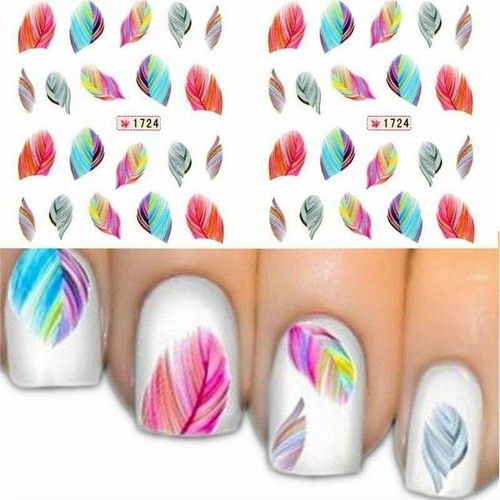 Adesivi piume colorate nail