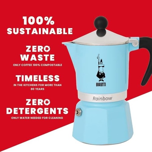 Bialetti moka rainbow azzurro - moka,