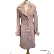 Cappotto lungo donna Mariella Rosati rosa testurizzato con bordo in pelliccia sintetica taglia 14/46