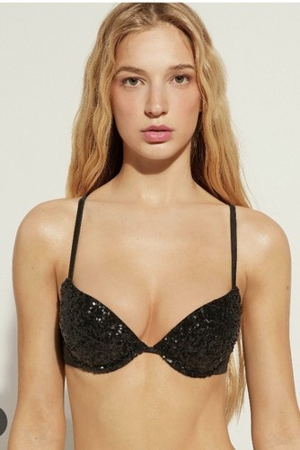 Caledonia black sequin bra - bra, xl