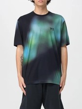 NUOVA T-shirt Y-3 Yohji Yamamoto x Adidas AOP blu verde cravatta logo M nuova con etichette $180