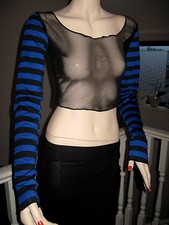  Top a righe nero blu