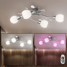 Lusso RGB LED Soffitto Luce Cambiacolore Naturale Vetro Corridoio Foglie Lampada