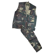 Completo bambino bimbo gilet pantalone mimetico militare sportivo cotone
