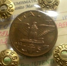 IMPERO 5 CENTESIMI 1942  RARO PERIZIATO FIOR DI CONIO UNCIRCULATED TOP QUALITY