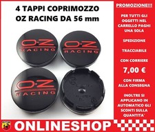 TAPPI COPRIMOZZO OZ RACING DIAMETRO 56 mm IN ABS NERO GRAFICA ROSSA 4 pezzi