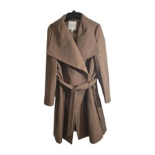 Cappotto donna Tom Tailor lana cammello marrone al ginocchio invernale cravatta cintura taglia XXL