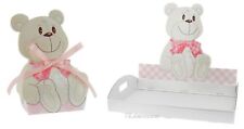 BOMBONIERA TORTA VASSOIO SCATOLA PORTACONFETTI BATTESIMO ORSO ROSA NASCITA BEBY