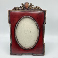 Cornice portafoto vintage stile vittoriano resina ornata ovale 5x7 free standing oro rosso