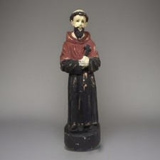 ?  Antica scultura in legno intagliato occhi in vetro 57 cm  San Francesco