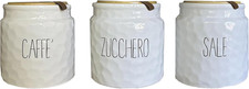 Set 3 Barattoli Contenitori, Tris Sale Zucchero Caffè, in Ceramica Effetto Marte