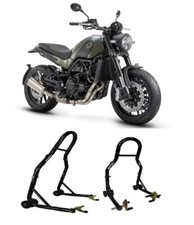 COPPIA CAVALLETTI ALZA MOTO RUOTA GOMMA ALZARE BENELLI LEONCINO 125 250 500 800