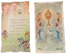 2 antico santino Holy Card :  PRIMA COMUNIONE , dedica del 1916 , e AR Z/23
