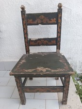 Sedia antica siciliana laccata verde oro rara