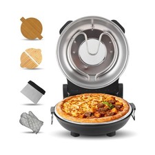 Macchina per Pizza Elettrica, 4 Min-Pizza in 1200W Forno per Pizza, 31cm Pietra Refrattaria...