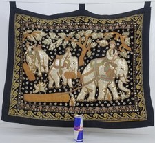 Arazzo da appendere a parete scena elefante tailandese vintage 90x72 cm