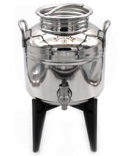 *IDEA REGALO FUSTO OLIO ACCIAIO INOX “LUSSO” LT.3 SANSONE + RUBINETTO + SUPPORTO