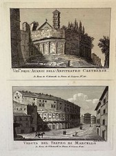 VEDUTA ANFITEATRO CASTRENSE TEATRO MARCELLO ACHILLE PARBONI ROMA ANTONELLI 1824