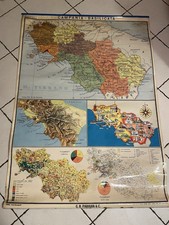 CARTA GEOGRAFICA TOPOGRAFICA MAPPA DELLA CAMPANIA / BASILICATA  VINTAGE 1967