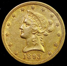 Moneta 10 dollari 1893 testa