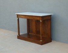 Console mobile d'appoggio Impero in noce con piano in marmo, '800 - L 128,5 cm!