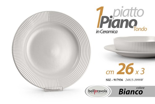 Piatto piano tondo ceramica