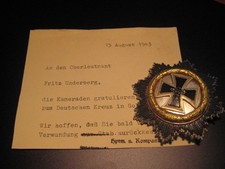 Croce tedesca originale dorata seconda guerra mondiale 1941 raro premio medaglia Wehrmacht versione pesante