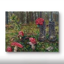 Quadro A Olio Con Paesaggio