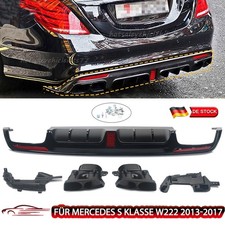 Diffusore posteriore nero lucido labbro con terminali di scarico per Mercedes Classe S W222 13- 17